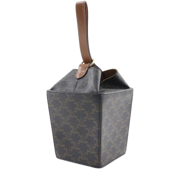 CELINE Strap Box Handbag 197142BZJ Triomphe Black / Brown PVC Women - Picture 3 of 15